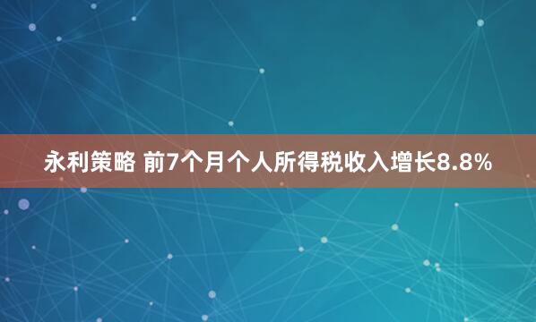 永利策略 前7个月个人所得税收入增长8.8%