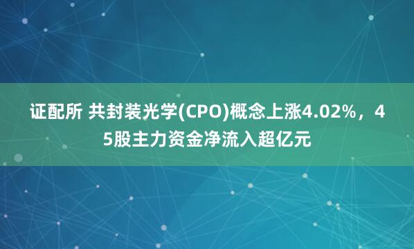 证配所 共封装光学(CPO)概念上涨4.02%，45股主力资金净流入超亿元